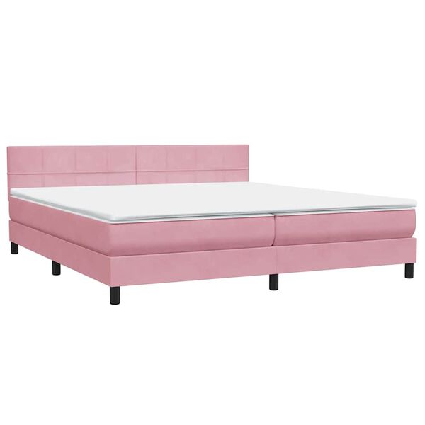 vidaXL Cama com molas/colch&atilde;o 180x210 cm veludo Rosa