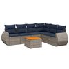 vidaXL Conjunto de sof&aacute; de jardim com 7 pe&ccedil;as e almofadas em rattan sint&eacute;tico cinza