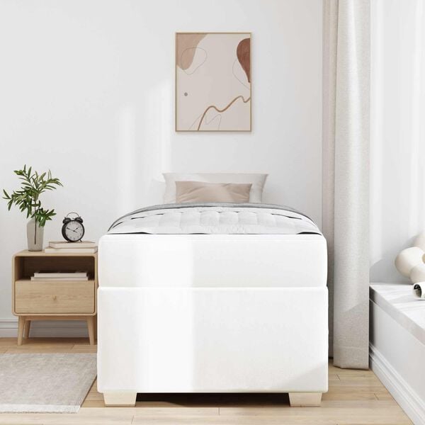 vidaXL Estrutura da Cama com colch&atilde;o Branco 100 x 200 cm tecido
