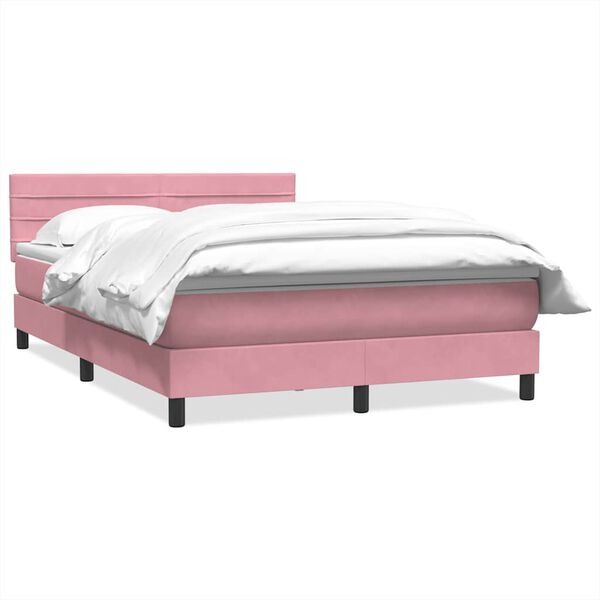 vidaXL Cama com molas/colch&atilde;o 140x220 cm veludo rosa
