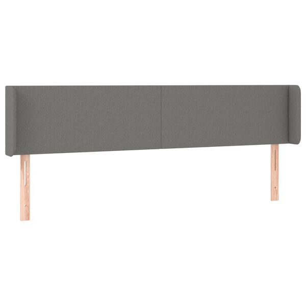 vidaXL Cabeceira cama c/ luzes LED tecido 163x16x78/88cm cinza-escuro