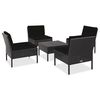 vidaXL Conjunto sof&aacute;s de jardim c/ almofad&otilde;es 5 pcs vime PE preto