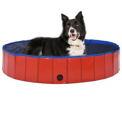 vidaXL Piscina para cães dobrável 160x30 cm PVC vermelho
