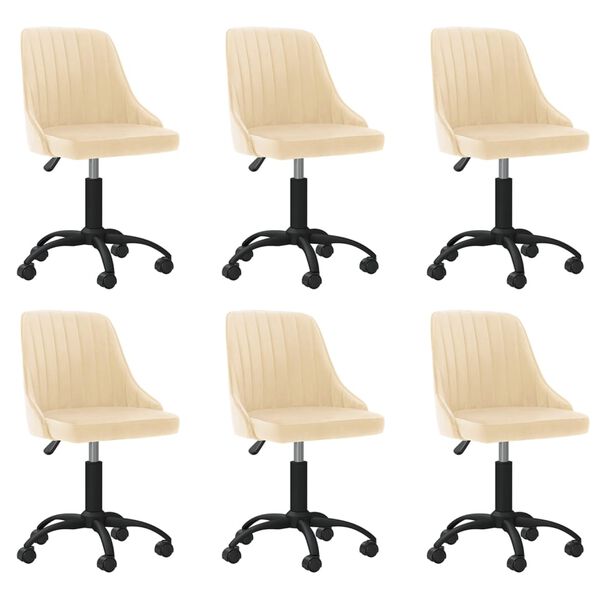 vidaXL Cadeiras de jantar girat&oacute;rias 6 pcs veludo cor creme