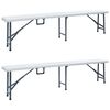 vidaXL Bancos de jardim dobr&aacute;veis 2 pcs 180 cm PEAD branco