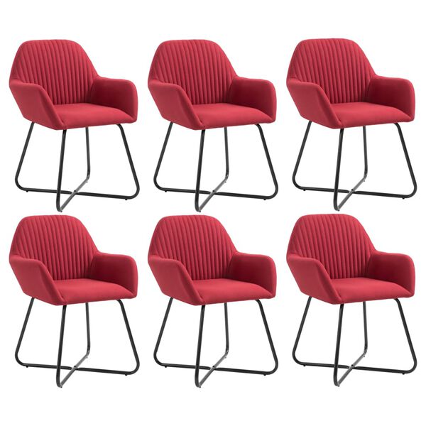 vidaXL Cadeiras de jantar 6 pcs tecido vermelho-tinto
