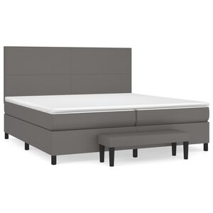 vidaXL Cama com molas/colch&atilde;o 200x200 cm couro artificial cinzento