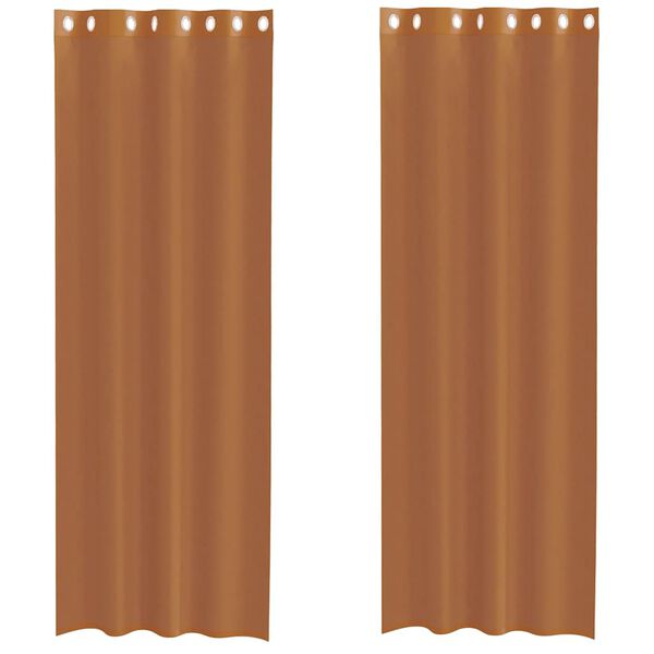 vidaXL Cortinas de voile com ilhós 2 pcs terracota