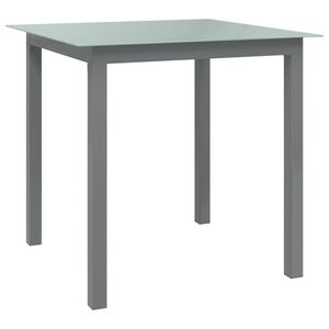 vidaXL Mesa de jardim em alum&iacute;nio e vidro 80x80x74 cm cinzento-claro