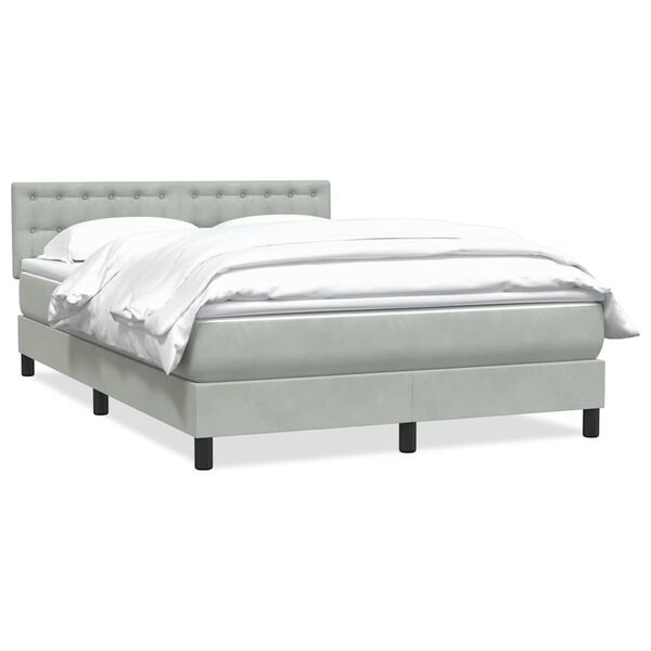 vidaXL Cama com molas/colch&atilde;o 160x210 cm veludo cinzento-claro