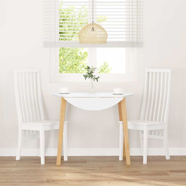 vidaXL Cadeiras de jantar 2 pcs madeira de seringueira maciça branco