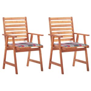 vidaXL Cadeiras de jantar p/ jardim 2 pcs c/ almofad&otilde;es ac&aacute;cia maci&ccedil;a