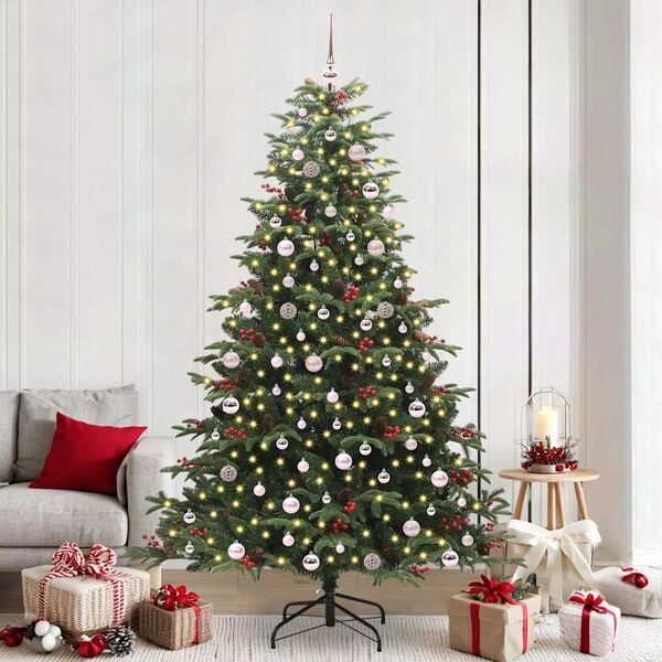 vidaXL &Aacute;rvore de Natal Artificial Verde 240 cm PVC, Metal e Pl&aacute;stico