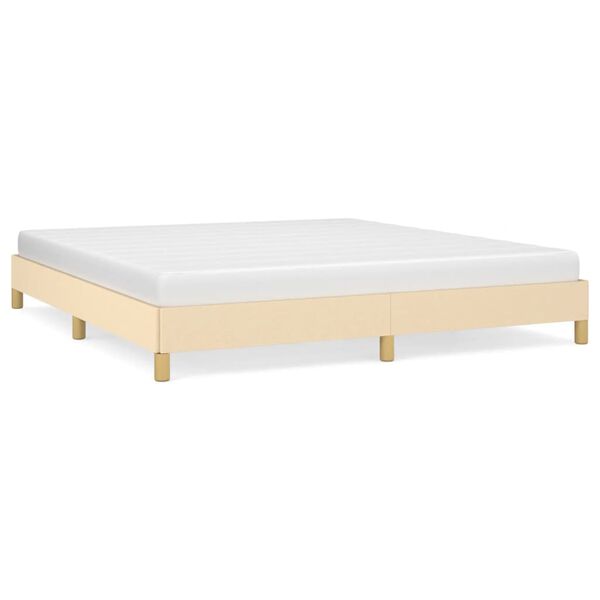 vidaXL Estrutura de cama sem colch&atilde;o 180x200 cm tecido cor creme