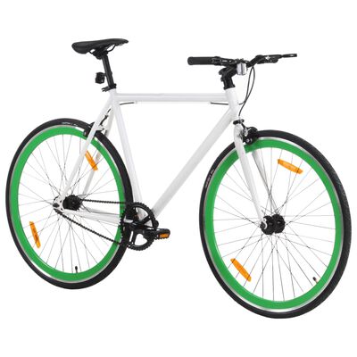 vidaXL Bicicleta de mudanças fixas 700c 59 cm branco e verde