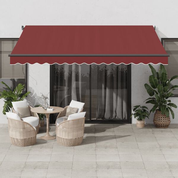 vidaXL Toldo retrátil manual 400x300 cm bordô