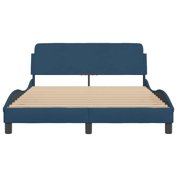 vidaXL Estrutura de cama com cabeceira Dover 120x200 cm tecido azul