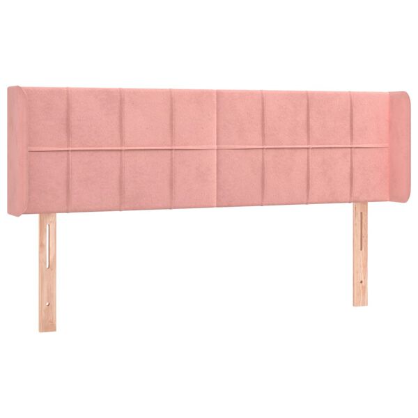 vidaXL Cabeceira de cama c/ luzes LED veludo 147x16x78/88 cm rosa
