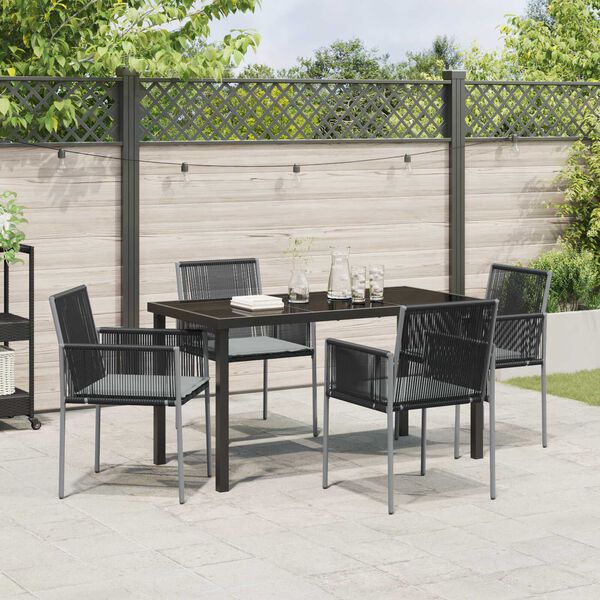 vidaXL Conjunto de Jantar para Jardim 5 pcs Preto Rattan de PE