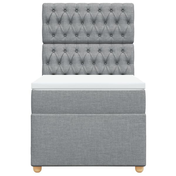 vidaXL Cama com molas/colch&atilde;o 100x200 cm tecido cinzento-claro