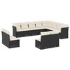 vidaXL 12 pcs conjunto de sof&aacute;s de jardim c/ almofad&otilde;es vime PE preto