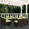 vidaXL 8 pcs conjunto lounge jardim c/ almofad&otilde;es vime PE castanho