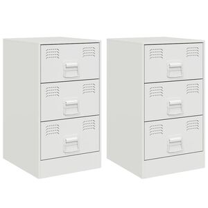 vidaXL Mesas de cabeceira 2 pcs 34,5x39x62 cm a&ccedil;o branco
