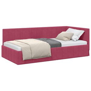 vidaXL Estrutura de Cama de Canto Vinho Vermelho 90 cm x 200 cm Veludo
