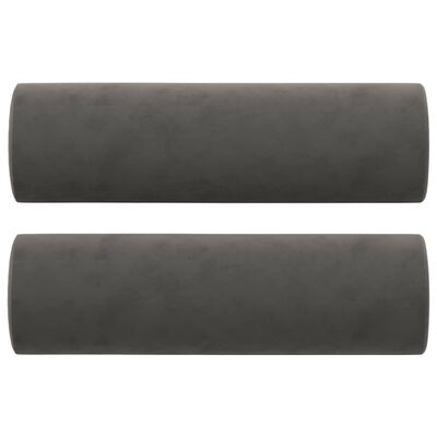 vidaXL 2pcs conjunto sofás c/ almofadas/almofadões veludo cinza-escuro