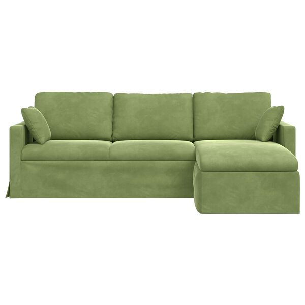 vidaXL Sof&aacute; Verde Claro 198 x 134 x 80 cm Veludo