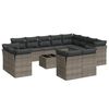 vidaXL 13 pcs conjunto sof&aacute;s p/ jardim c/ almofad&otilde;es vime PE cinzento