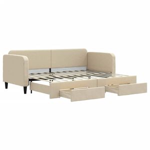 vidaXL Sof&aacute;-cama com gavet&atilde;o e gavetas 80x200 cm tecido cor creme
