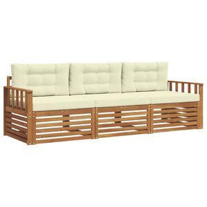 vidaXL Conjunto de Sof&aacute;s para Exterior 3 pcs Natural e Creme
