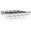 vidaXL 11 pcs conj. de jantar p/ jardim c/ almofad&otilde;es textilene branco