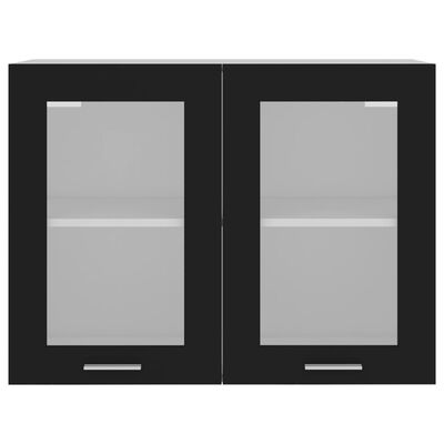 vidaXL Armário de parede c/ vidro 80x31x60 cm contraplacado preto