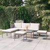vidaXL 6 pcs conjunto lounge de jardim c/ almofad&otilde;es vime PE cinzento