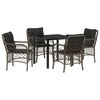 vidaXL Conjunto de Jantar para Jardim 5 unid. Cinzeto vime PE