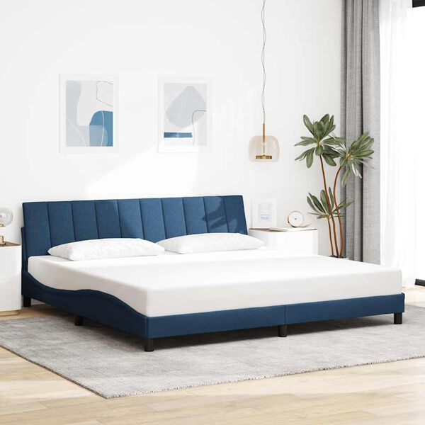 vidaXL Estrutura de cama sem colch&atilde;o Hanko 200x200 cm tecido azul