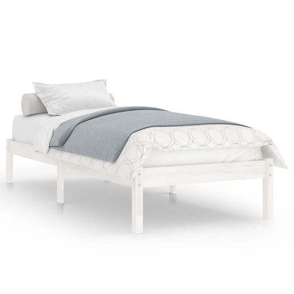 vidaXL Estrutura cama pequena solteiro 75x190 cm madeira maci&ccedil;a branco
