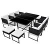 vidaXL 11 pcs conjunto jantar exterior com almofad&otilde;es vime PE preto
