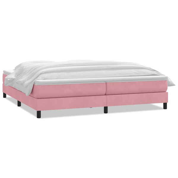 vidaXL Cama com molas colch&atilde;o 200x210 cm veludo rosa