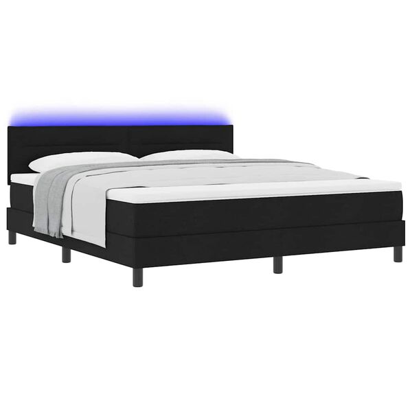 vidaXL Cama Box com colch&atilde;o com led Preto 180 x 200 cm tecido