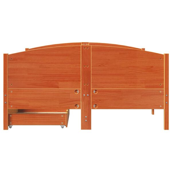 vidaXL Cama sem colch&atilde;o 135x190 cm madeira pinho maci&ccedil;a castanho-mel