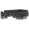vidaXL Conjunto de Sof&aacute; de Jardim 11 unid. Cinzento vime PE