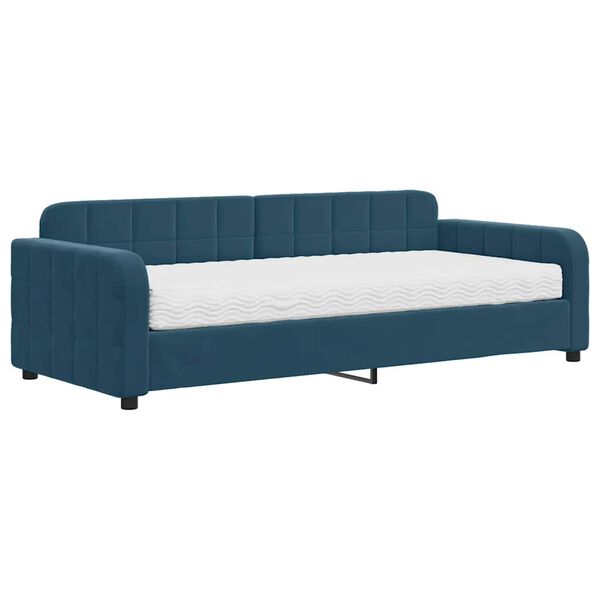 vidaXL Sof&aacute;-cama com colch&atilde;o 90x200 cm veludo azul