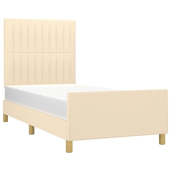 vidaXL Estrutura de cama sem colch&atilde;o 90x200 cm tecido creme