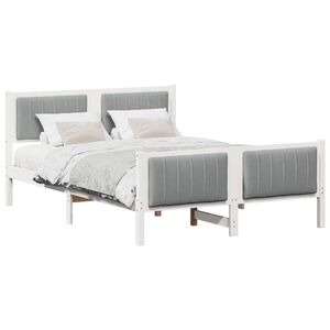 vidaXL Estrutura da cama Branco e cinza claro 135 x 190 cm