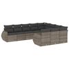 vidaXL 10 pcs conjunto sof&aacute;s de jardim c/ almofad&otilde;es vime PE cinzento