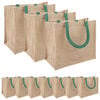 vidaXL Bolsas de Juta 10 Natural e Verde 26 x 22 x 14 cm