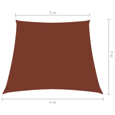 vidaXL Para-sol estilo vela tecido oxford trapézio 3/4x3 m terracota